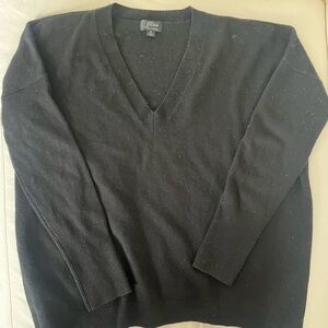 J. Crew Women’s Black Oversized V-Neck Cashmere Sweater